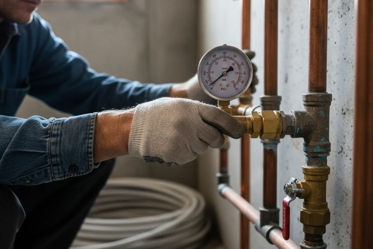 Pressure testing a repaired line during Water Line Repair in Scottsburg